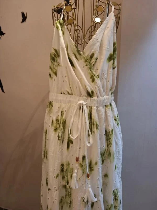 Vestido longo de algodão estampado e bordados ingleses – photo 3